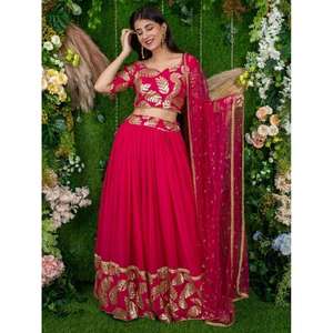 Elegante Rosa lentejuelas bordadas Georgette Lehenga Choli excelente ropa de compromiso para mujeres para ocasiones nocturnas - Product Image 6