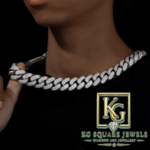 Collier chaîne cubaine en moissanite Ice Cubed, plaqué rhodium, argent 925, micro-incrustation, bijoux hip-hop - Product Image 2