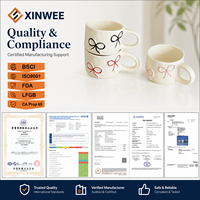Ensemble de gobelets en porcelaine personnalisés avec nœud, OEM/ODM, marque privée, finition brillante, compatibles lave-vaisselle et micro-ondes, design contemporain