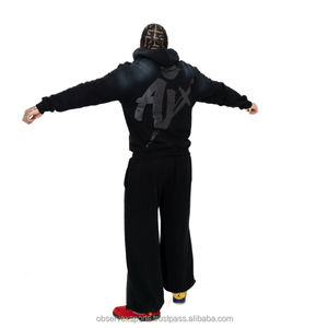 Ensemble sweat-shirt et pantalon de survêtement à logo brodé personnalisé, de haute qualité, avec fermeture éclair, jogging, survêtement d'hiver, 100% coton - Product Image 4