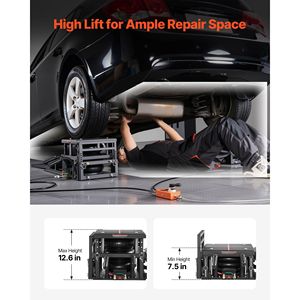 Sollevatori Pneumatici Portatili per Auto 2 Pezzi, Capacità 3T/11023 Libbre, Altezza Massima 12.6 Pollici, Rampa di Sollevamento con Motore e Cunei per Ruote - Product Image 3