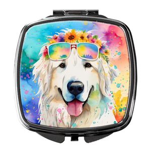 Great Pyrenees Hippie Dawg <b>Compact</b> Folding Handheld Makeup <b>Mirror</b> Portable Decorative Travel Gift for Women and Girls - Product Image 1