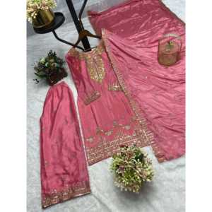 เสื้อผ้ามุสลิมแบบดั้งเดิมที่สวยงามและอุปกรณ์เสริมด้านบน-พลาสโซและ dupatta กับงานปักลำดับ - Product Image 5