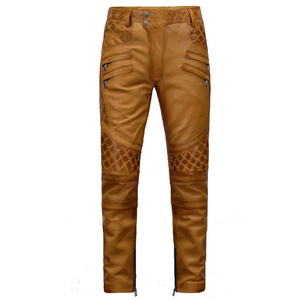 Men's Brown PU Coated <b>Cargo</b> <b>Pants</b> Straight Fit Multiple Pockets High Waist Moto Biker Style Autumn Wear - Product Image 6