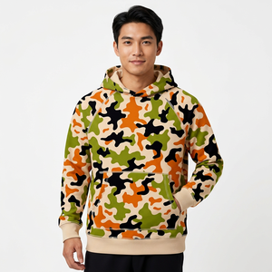 Sudadera con capucha con estampado de camuflaje unisex, manga raglán, ropa informal transpirable para otoño - Product Image 6