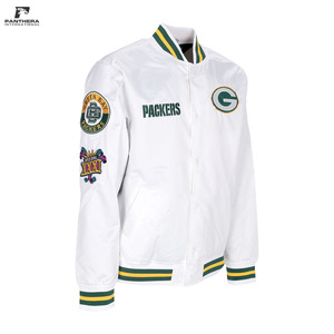 Veste en satin de sport de haute qualité pour hommes, tissu satiné, boutons sur le devant, broderie personnalisée, vestes de baseball en satin - Product Image 5