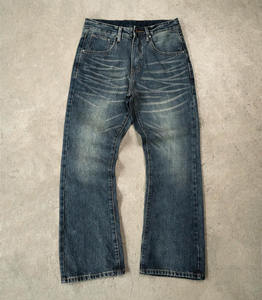 Custom Vintage Washed Mid Rise Straight Leg Denim Jeans Men Premium Cotton Casual Streetwear Regular Fit OEM ODM Embroidery - Product Image 2
