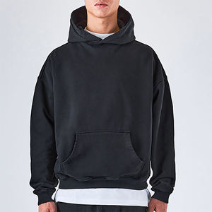 Sweat à capuche oversize pour homme, couleur taupe foncé, avec épaules tombantes et poche kangourou, vêtements en gros OEM ODM - Product Image 3