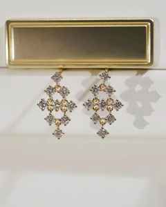 Boucles d'oreilles pendantes en diamants ronds cultivés en laboratoire avec or massif 14 carats, bijoux de fiançailles raffinés pour petites amies - Product Image 5