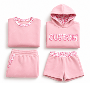 Custom Design Pink 2 Piece Winter Eco-Friendly for Set Women Hoodie Sweatshirt <b>Shorts</b> Pants Fashion Streetwear - Product Image 5