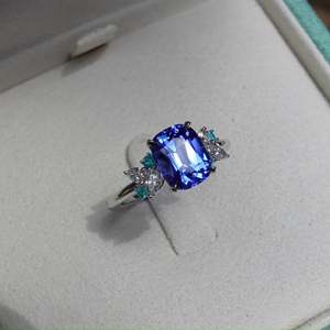 Women's Sapphire Engagement Ring With Cushion Cut Diamonds Prong Setting Classic Gemstone Ring - Product Image 2