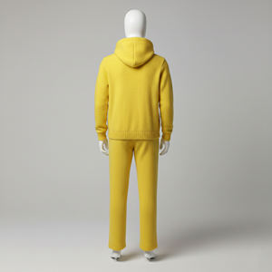 mens bright <b>yellow</b> <b>tracksuit</b> hooded pullover hoodie and straight leg jogger pants set casual fleece activewear winter two piece - Product Image 3