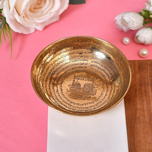 Traditional Brass Inlaid Geometric Rectangle Sheesham Wood Luxury Tabletop Bowl Wholesale | Moradabad - Product Image 1