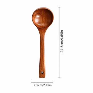 Ensemble de 2 louches en bois faites à la main, ustensiles de cuisine en bois naturel, sans danger pour les aliments, lavage à la main uniquement - Product Image 5
