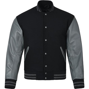 Bomber Baseball Varsity Jacket for <b>Men</b> Custom Wholesale Print Logo Blank Plain Polyester Black Boys - Product Image 6