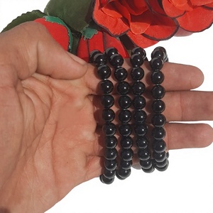 Premium Black Obsidian Healing <b>Crystal</b> Polished Engraved Love Theme Handmade Stretch <b>Bracelet</b> Factory Supplier - Product Image 2