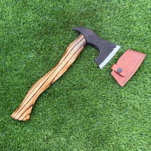Nordic Forge Hand-Forged Industrial High Carbon Steel <b>Axe</b> Custom OEM Ash Wood <b>Handle</b> Bearded Hatchet Leather Sheath 18-Inch - Product Image 1