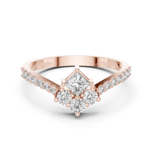 14K Gold Stunning Princess Cut Four <b>Stone</b> Accent Diamond Ring - Product Image 1