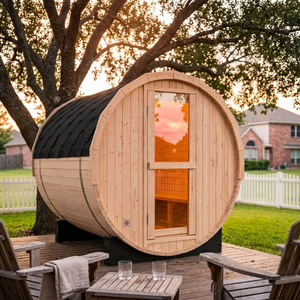 Sauna en <span class=keywords><strong>bois</strong></span> massif d'épinette pour l'extérieur, sauna électrique à vapeur humide 6KW, idéal pour la cour, la villa, le jardin, la maison, le spa - Product Image 1