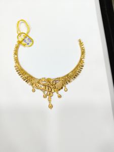 Collar de oro macizo de 22 quilates con diseño de pavo real para mujer, joyería nupcial india tradicional, elegante oro puro, los mejores adornos - Product Image 4