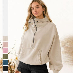 Sweat-shirts à capuche zippés pour femmes, coupe oversize, style décontracté, à manches longues, vente en gros - Product Image 1