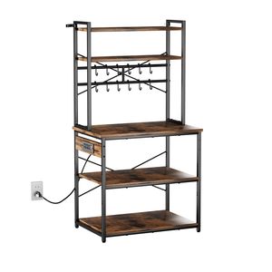 Scaffale da Cucina a X con 12 Ganci a S, Cavo di Alimentazione da 1,5 m, Supporto e Ripiani per Prese Elettriche - Product Image 1