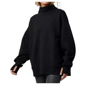 Sudadera Personalizada de Cuello Alto para Mujer, Invierno, ODM, 100% Algodón, Felpa, Manga Larga, Diseño Sólido, Estilo Casual Urbano - Product Image 4