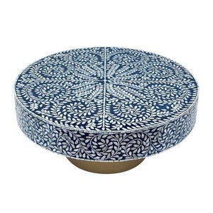 Mesa con Incrustaciones de Hueso de ILAHI, Diseño Moderno con Detalles de Ágata, Almacenamiento Portátil, Muebles para el Hogar - Product Image 1