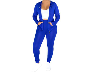 Survêtement à capuche pour femmes, grande taille, couleur unie, manches longues, fermeture éclair sur le devant avec poches latérales, tenue décontractée, style automne - Product Image 2