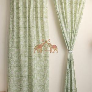 Ensemble de rideaux en coton imprimé floral fait main, design moderne et luxueux, magnifiques rideaux ondulés pour portes - Product Image 5