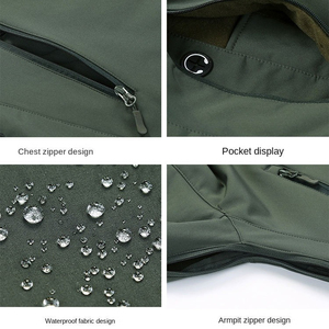 เสื้อแจ็คเก็ตผู้ชายแบบ Soft Shell Fleece Tactical คุณภาพสูง ผ้าแคนวาส 6 กระเป๋าซิป เสื้อโค้ทกันหนาวสำหรับฤดูหนาว มีบริการ OEM - Product Image 5