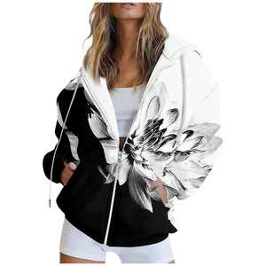 Women's <b>Leopard</b> Zip Hoodie Kangaroo Pocket Oversized <b>Printed</b> <b>Sweatshirt</b> Jacket | Winter Long Sleeve Hooded Eco-Friendly Outwear - Product Image 1