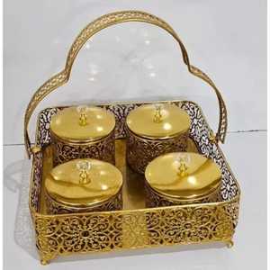 Caja de Metal Dorada con Forma de Cacahuete, 2 Compartimentos, Recipiente para Guardar Nueces y Dulces, Caja de Almacenamiento Creativa para Joyas de Escritorio, Regalo - Product Image 4
