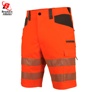 Pantalones Cortos de Trabajo de Alta Visibilidad para Hombre, Color Naranja, Secado Rápido, Impermeables, con Cinta Reflectante y Logotipo Personalizado - Product Image 6