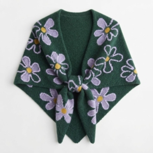 Solid Knit Tie Shawl, Women Plain Knitted Shoulder Wrap, Lightweight Capelet for Office Air Conditioner - Product Image 1