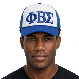 Gorra Trucker Azul Rey y Blanca para Hombre con Bordado de Letras, Malla Trasera, Ajustable, Casual, para Deportes al Aire Libre - Product Image 1