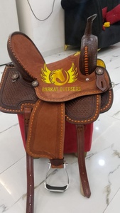 Custom Roughout <b>Soft</b> Seat New Genuine Leather Western Barrel Racing Horse Saddle Wood Orange Buckstitch Portable Riding Dressage - Product Image 2