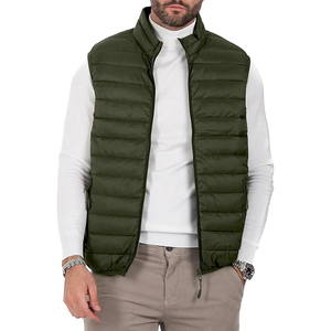 Male Padded Sleeveless Jacket Quilted Down Gilet for Men Classic Olive Green Puffer Vest Lightweight Body <b>Warmer</b> - Product Image 1