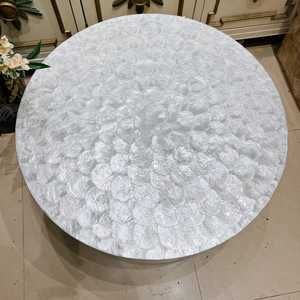 Mesa de Centro Moderna Tallada a Mano con Incrustaciones de Madreperla Ecológica, Mesa Redonda de Lujo con Forma Personalizada para Muebles de Sala de Estar - Product Image 2