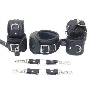 Conjunto de Restricción de Muñeca a Tobillo de Piel de Oveja con Hebilla de Acero y 4.5cm de Ancho para Juegos de Bondage Seguros - Product Image 1