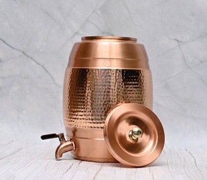 Distributeur d'eau en cuivre martelé sur mesure avec robinet |   Distributeur de boissons artisanal écologique de 5 L |   Fabricant OEM/ODM - Product Image 1