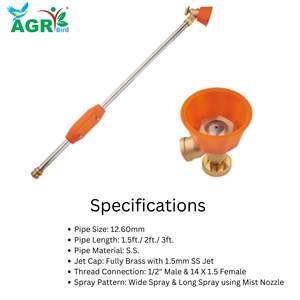 Lance de pulvérisation droite en laiton avec buse de brumisation 90 cm, lance de pulvérisation longue en laiton avec buse réglable - Product Image 3