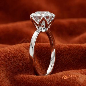 Minimalist <b>Silver</b> Round Moissanite <b>Ring</b> – Classic Six-Prong Star <b>Solitaire</b> for Women - Product Image 3