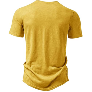 Camiseta de Manga Corta para Hombre con Cuello Henley, Verano, Casual, Tejido de Poliéster/Algodón, 2 Botones, Cuello con Muescas, Secado Rápido, Transpirable - Product Image 2