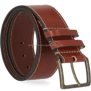 Cinturón Casual de Cuero Vacuno de Grano Completo para Hombre, Hecho a Mano con Acabado de Alta Calidad, Hebilla de Latón con Pasador de Aleación, Cinturón Casual de Negocios Unisex - Product Image 1