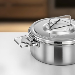 Casserole isotherme classique et durable en acier inoxydable avec couvercle antiadhésif, compatible gaz et induction - Product Image 3