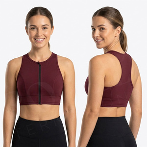 Soutien-gorge de sport sans couture personnalisé avec fermeture éclair frontale, respirant, antichoc, pour l'entraînement, la gym, la course à pied – Vente en gros OEM - Product Image 3