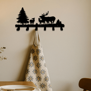 Farmhouse Rustic Wall Mounted Coat Rack Black Puppy Bear Deer <b>Hooks</b> with Tree Branch Design Cute <b>Towel</b> Holder - Product Image 5