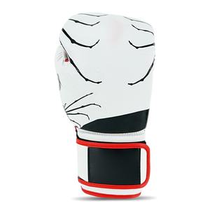 Guantes de Boxeo Blancos con Diseño de Líneas Negras, Cierre de Velcro, para Entrenamiento de Adultos - Product Image 1
