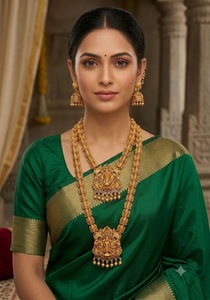 Collar corto y aretes Jhumka a juego de Lord Venkateswara Balaji, conjunto de joyería divina para uso festivo. - Product Image 6